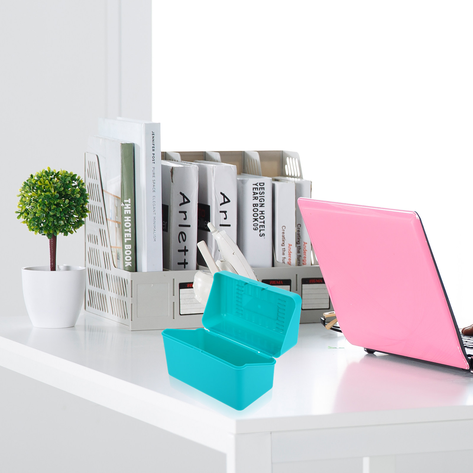 Index Card Holder - 4Pcs Kotak Penyimpanan Kartu Indeks Plastik